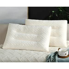 LANPEW Natural Latex Pillow, Soap Model, Perforated Latex Pillow, Highly Breathable, Natural and Healthy Recovery, Mite-Proof (40 x 60 cm, 2 White Particle Cushions)