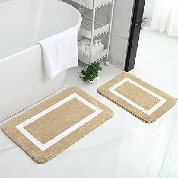 Homaxy Bathroom Rug Bath Mat Non-Slip Washable Bath Mat Soft Microfibre High Pile Bathmat