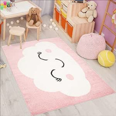 Carpet City Children’s Bubble Kids Flat Pile Rug with Clouds Design in Pink, Mint Green, Teal Blue or Beige for Children’s Bedrooms