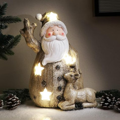 com-four® LED Figurine Santa Claus with Reindeer - LED Lighting for Standing - Decorative Figure for Christmas (Santa with Reindeer)