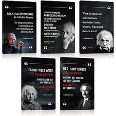 Set of 5 Metal Signs Albert Einstein Sayings Retro Sign Saying Wall Decoration Gift 20 x 30 cm
