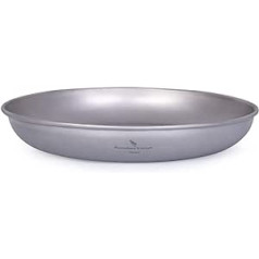 iBasingo Ti1103T Camping Titanium Plate 18.5 cm Serving Plate Party Ultralight Outdoor Picnic Metal Tableware for Food Meat Fruit Sauce Dessert Durable Pan Cookware