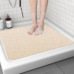 Non-Slip Shower Mat, Loofah Bath Mat, Soft Comfort Shower Mats, Bath Mat, Shower Mat, Non-Slip - Children, Families & Seniors (Beige, 60 x 60 cm)