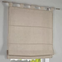 Kutti Metis Roman Blind with Tabs, 100 % Linen, White / Grey / Cream, Natural Width of Linen 45 / 60 / 80 / 100 / 120 cm x Height 140 cm