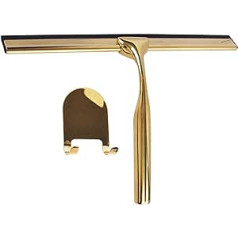 Shower Squeegee Stainless Steel Glass Window Squeegee Non-Slip Blade Handle for Bathroom Door Mirror Car Glass with Hook Wiper Cleaner Glass Shower Squeegee Gold