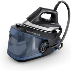 Rowenta VR8325 Turbosteam Iron Station, 2600 Watts, 120 g/min Constant Steam, 350 g/min Extra Steam Boost, Quick Heating, 1.7 L Water Tank, Anti-Limescale System, Eco Mode, Black/Blue