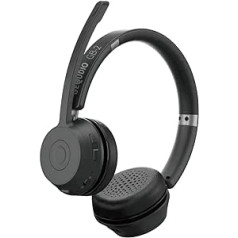 GEQUDIO GB-2 Wireless Headset with Noise Cancelling on Microphone, Wireless for Bluetooth Devices such as Smartphone, Mobile Phone, PC or IP Phone, Battery Life 39 Hours (without USB Adapter)