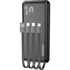 Dudao Powerbank K6Pro 10000мАч универсальный с кабелем USB-C microUSB Lightning, черный