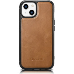 Icarer Чехол из натуральной кожи для iPhone 14 Plus Leather Oil Wax, светло-коричневый