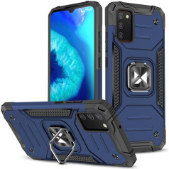 Бронированный чехол + магнитный держатель для Samsung Galaxy A03s Ring Armor синий