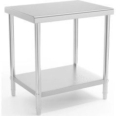 Стол, центральная стальная столешница с полкой 80 х 60 см.