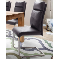 Möbelando Hamid I Swing Chair Upholstered Kitchen Chair Dining Room Chair Set of 2 Grey