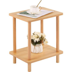 Yheenlf Деревянный приставной столик, прикроватные столики с 2 уровнями, 40 x 30 x 52 см, кофейный столик, диванный столик, для спальни, гостиной, сов