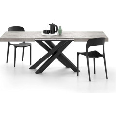 Mobili Fiver , Раздвижной стол Emma 140 см, серый бетон с черными X-образными ножками, ламинированное покрытие, железо, сделано в Италии