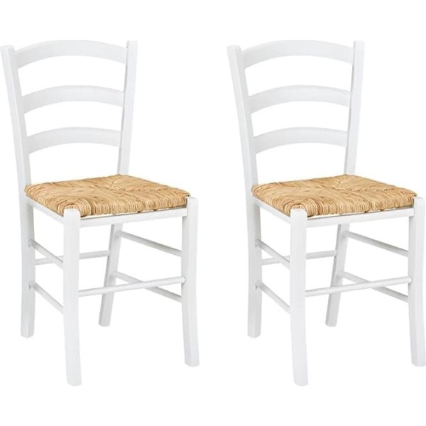 Vente-Unique Стулья Paysanne - массив бука и рисовая соломка - белый - комплект из 2 штук