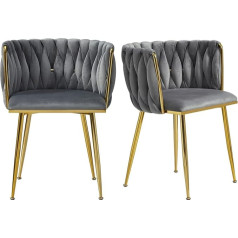 Aukwik Комплект из 2 стульев для столовой со спинкой и металлическими ножками, бархатное сиденье кухонного стула, мягкий стул для гостиной, се