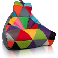 Ecopuf Сумка Keiko Patchwork Beanbag, размер M, основной пуф для помещения/открытого воздуха, серый, грязеотталкивающий и устойчивый к разрывам, набивка и