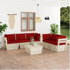 Barash 6-Piece Garden Sofa Set Made of Pallets with Cushion Spruce Wood Living Room Couch Corner Sofa Small