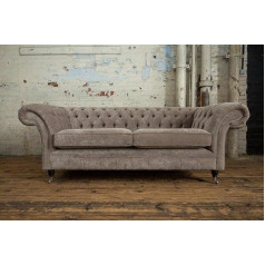 Jvmoebel Диван Chesterfield Sofa Luxury Textile 3-Seater Cushion Set Grey Velvet