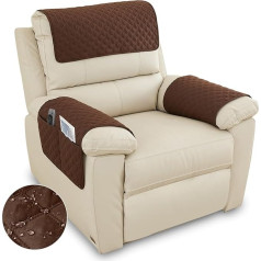 ‎Rainpop 3 Pieces Sofa Armrest Cover, Waterproof and Non-Slip Armchair Cover for Armrests, Sofa Slipcover with Side Pocket, Abrasion Furniture Protector, Quilted Protector for Pets, Leather Couch (Brown)