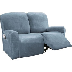 ‎Gamukai GAMUKAI Stretch Velvet 2 Seater Sofa Slipcover 6 Pieces (Dusty Blue, Love Seat)
