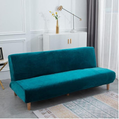‎Qelus Qelus Armless Sofa Cover Velvet Stretch Sofa Cover Futon Folding Slipcover with Armrests (Blue, L)