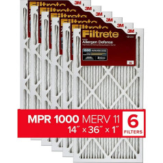 Filtrete 14x36x1 Luftfilter MPR 1000 MERV 11, Allergen Defense, 6er-Pack (genaue Maße 13,88x35,9x0,81)