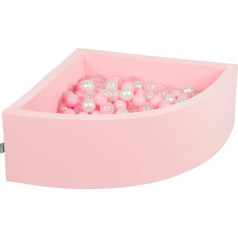 KiddyMoon Quarter Square Ball Pit Ball Pool 90 x 30 cm / 200 Balls Diameter 7 cm Ball Pits for Babies Play Bath Toddlers Made in EU, Pink: Розовый/Жемчужный/Прозрачный