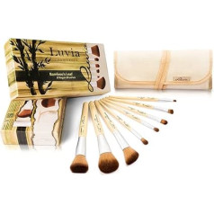 Luvia Bamboo's Leaf Brush Set Bamboo Includes 8 Brushes & Practical Linen Storage Bag - Vegan Cosmetic Brush/Makeup Brush