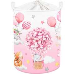 Clastyle 45L Воздушный шар Розовый цветок Детская корзина для белья для девочек Спящий слон Медведь Круглая корзина для хранения игрушек Одежда