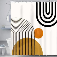 Avezano Mid Century Abstract Shower Curtain, Modern Minimalist Arch Bathtub Bathroom Curtain Decoration Set with 12 Hooks, Waterproof Durable, 72 x 72 Inch