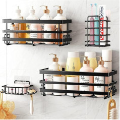 HASA zone Shower Shelf Without Drilling 4 Pieces - Аксессуары для ванной комнаты из нержавеющей стали 304 - Полка для душа не требует сверления Черный