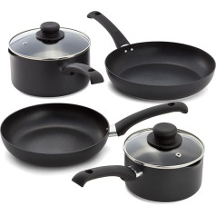 Judge Just Cook JJCE1 Кастрюли с тефлоновым антипригарным покрытием и крышками 16 см и 20 см Сковороды 24 см и 26 см Готовность к индукции