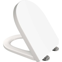 AAN® White 1 Seat Anti-Bacterial D Shape Damper UF (Urea-Formaldehyde) Durable & Heavy Duty Slow Close Easy Fit Toilet Seat Cover Size 460mm x 360mm
