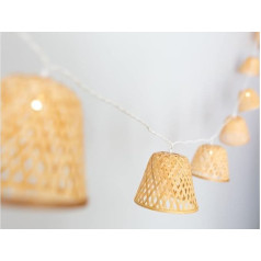 Декоративные светодиодные фонари, IP44, водонепроницаемые, длина 4,50 м, 16 бамбуковых абажуров, трансформатор в комплекте