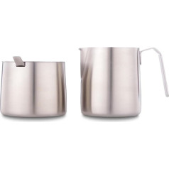 Lexnlux Нержавеющая сталь 304 Сливочник и сахарница с ложкой Набор для сервировки кофе, серебристый