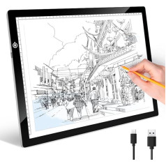 RTjoy A3 LED-Licht-Tracking-Pad, verstellbar, USB-betrieben, tragbares Lichtkopierbrett, Tablet für Tattoo-Übertragung, DIY-Zeichnung, Diamantkunst, Skizzieren