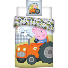 036 Peppa Pig Детское постельное белье / Детское постельное белье, Peppa Pig Georges Tractor Reversible Bed Linen, наволочка 40 x 60 см + пододеяльник 100 x 135 см, 100% хлопок, Oe