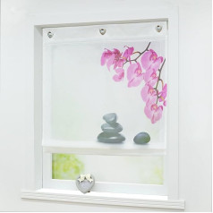 Joyswahl Zoe Roman Blind Voile Roman Curtains with Hooks Eyelet Roman Blind W x H 100 x 140 cm White Pack of 1