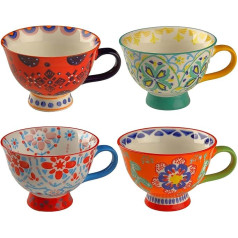 superyes большие кофейные кружки набор из 4 15 унций кофе чашки с ножкой латте капучино горячий шоколад суп ручной росписью традиционный фермер