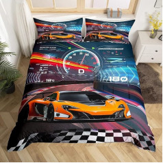 Race Car Bedding Set Boys Extreme Sports Duvet Cover Set for Children Boys Cool Car Comfort Blanket Cover Car Sport 1 Duvet Cover with 2 Pillowcases Double Size