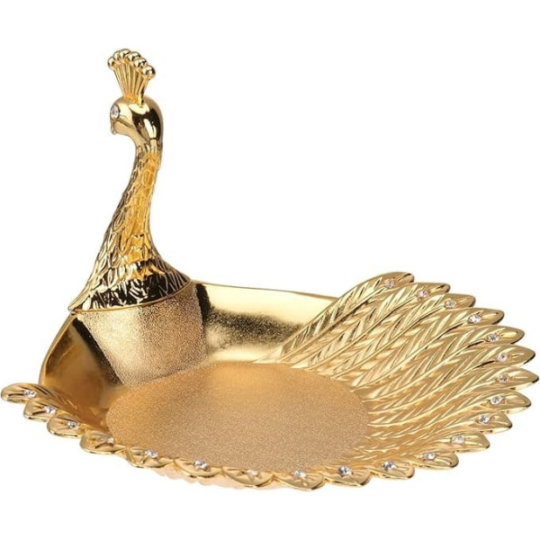 BESTonZON Закуски Фрукты Тарелка Цинковый Сплав Золотой Павлин Рисунок Закуски Сервировочный Поднос Сухофрукты Орехи Сладости Десерт Фрукты 