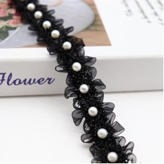 CHUYIX 5 ярдов жемчужная кружевная лента 2,5 см широкий жемчужная лента кружева границы плетеные кружева ленты для аппликаций шитье свадебное 