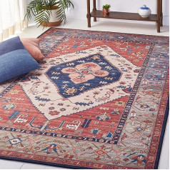 SAFAVIEH Tucson Collection TSN153P Oriental Medallion Machine Washable Living Room Dining Bedroom Area Rug, 6' x 9' Rust/Blue