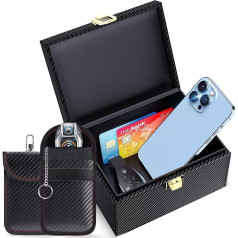 Lanpard Keyless Go Protection Box Set - Faraday Box with Faraday Pouch (2 Pack), Безопасность для бесключевого доступа Блокиратор сигнала Keyless Go Protection Car Key Box для мобильного те
