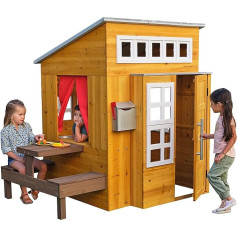 KidKraft 182 Garden Playhouse Современный деревянный садовый игровой домик, натуральный, 180,09 x 124,21 x 158,12 см.