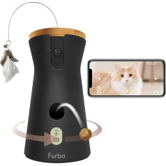 Furbo 360° Cat Camera - вращающаяся 360° широкоугольная камера для кошек с броском лакомства, игрушкой из перьев, цветным ночным видением, 1080p HD вращен