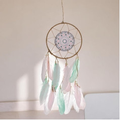 MIJOMA Pastel Mandala Feather Dream Catcher - украшение в стиле бохо для спокойного сна 8