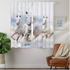 YISUMEI - Непрозрачные шторы - Pentium White Horse, 160 x 110 см, Комплект из 2 штор блэкаут с люверсами для спальни, гостиной
