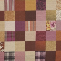 Kt KILOtela - Холщовая ткань, цифровой принт, полупанама, Oeko-Tex Standard 100, длина 100 см, ширина 280 см, клетчатый пэчворк, розовый, кеттл, коричневый, фиол